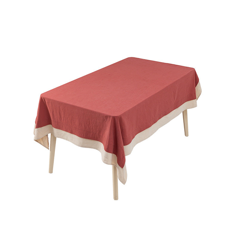 Premium linen rectangular tablecloth with contrast trim