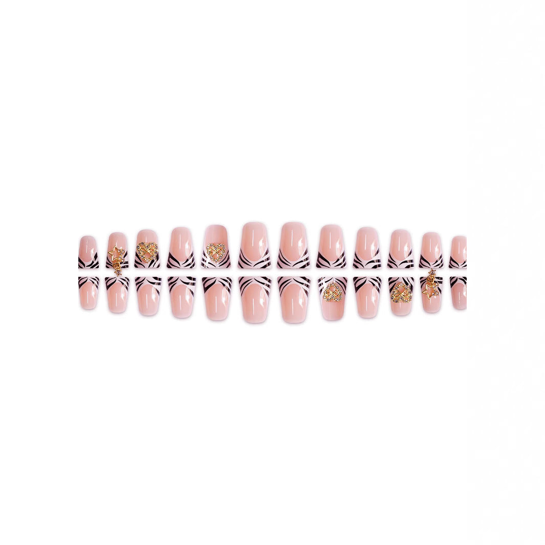 Decorative Rhinestone and Zebra Pattern Press-On Nails Stornfield