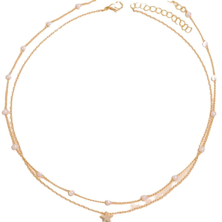 Layered Pearl and Star Pendant Necklace Stornfield