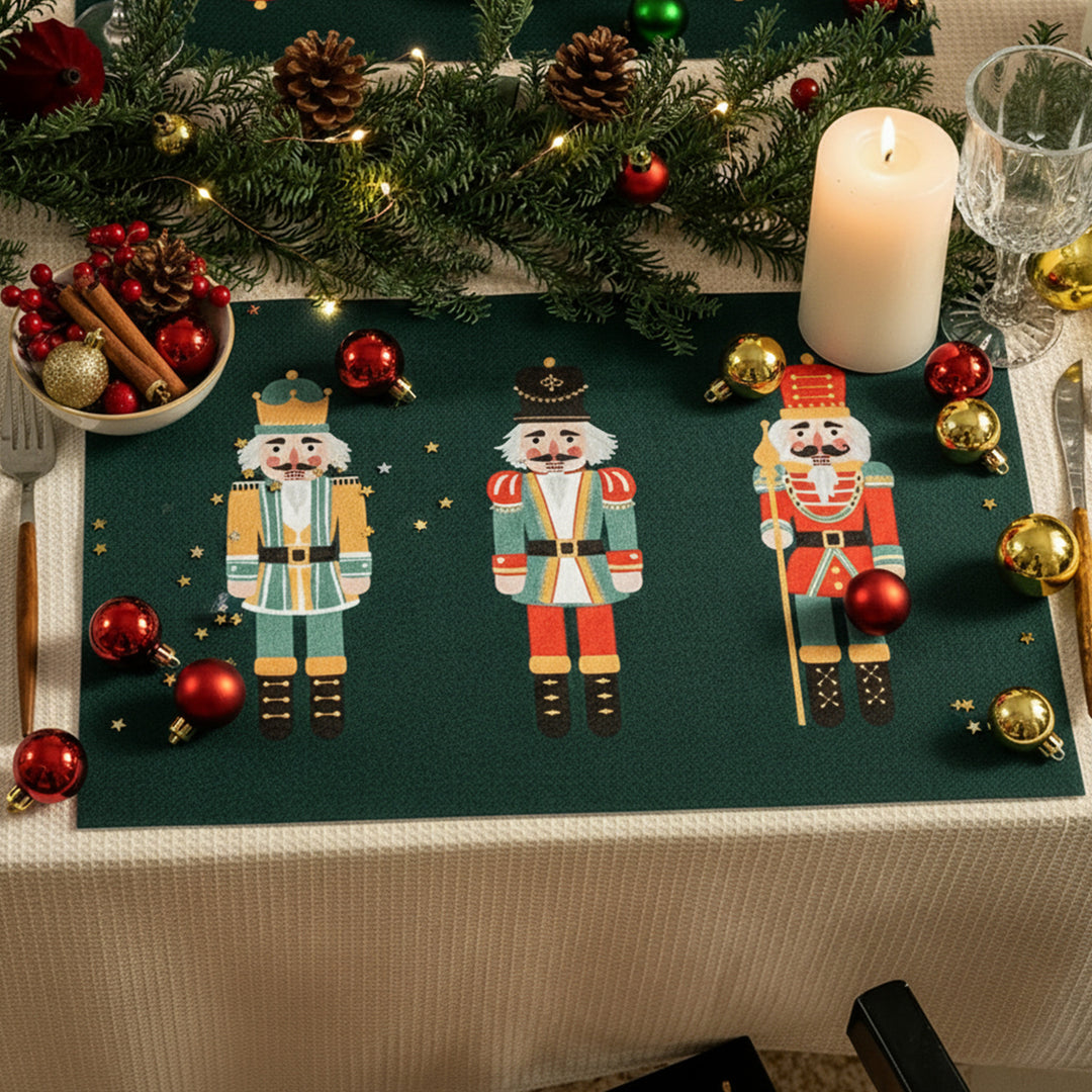 Decorative door mat with nutcracker motif and durable structure Stornfield