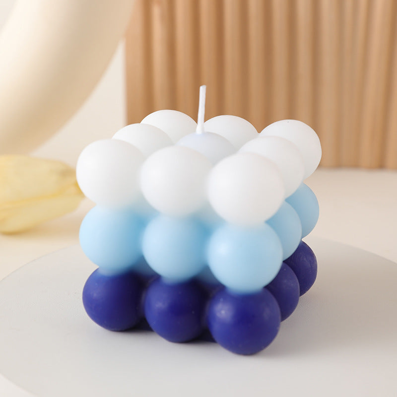 Ombre Bubble-Cluster Cube Scented Soy Candle Decorative Centerpiece