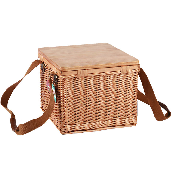 Ladies picnic basket made of high-quality natural material with sturdy wooden lid Stornfield
