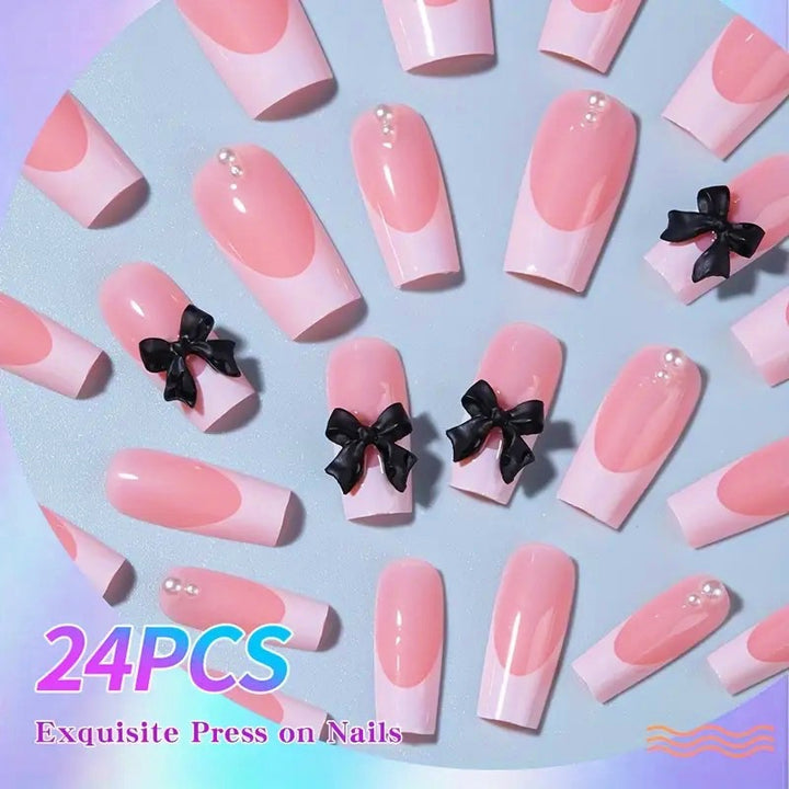 Stylish artificial nails with bow details Stornfield