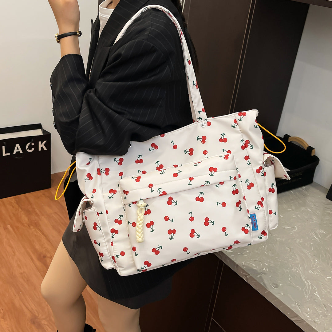 Cherry Print Multi-Pocket Tote Bag Stornfield
