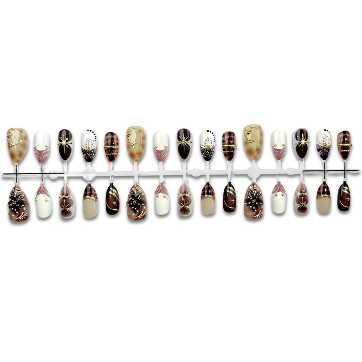 Artistic Press-On Nail Set with Elegant Designs