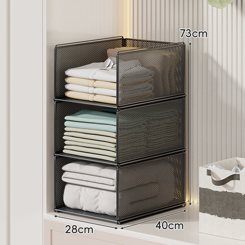 Stackable Metal Mesh Four Tier Closet Storage Drawer Organizer