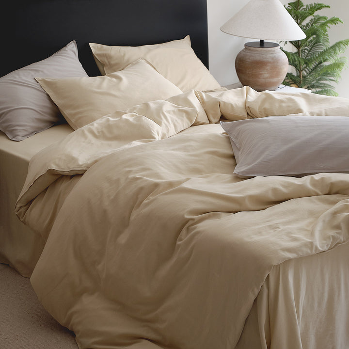Breathable Long-Staple Cotton Duvet Cover Set with Corner Ties and Tailored Hem