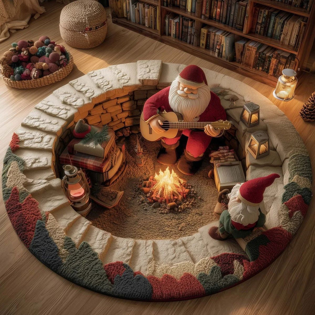 Cozy Christmas-Themed Round Area Rug