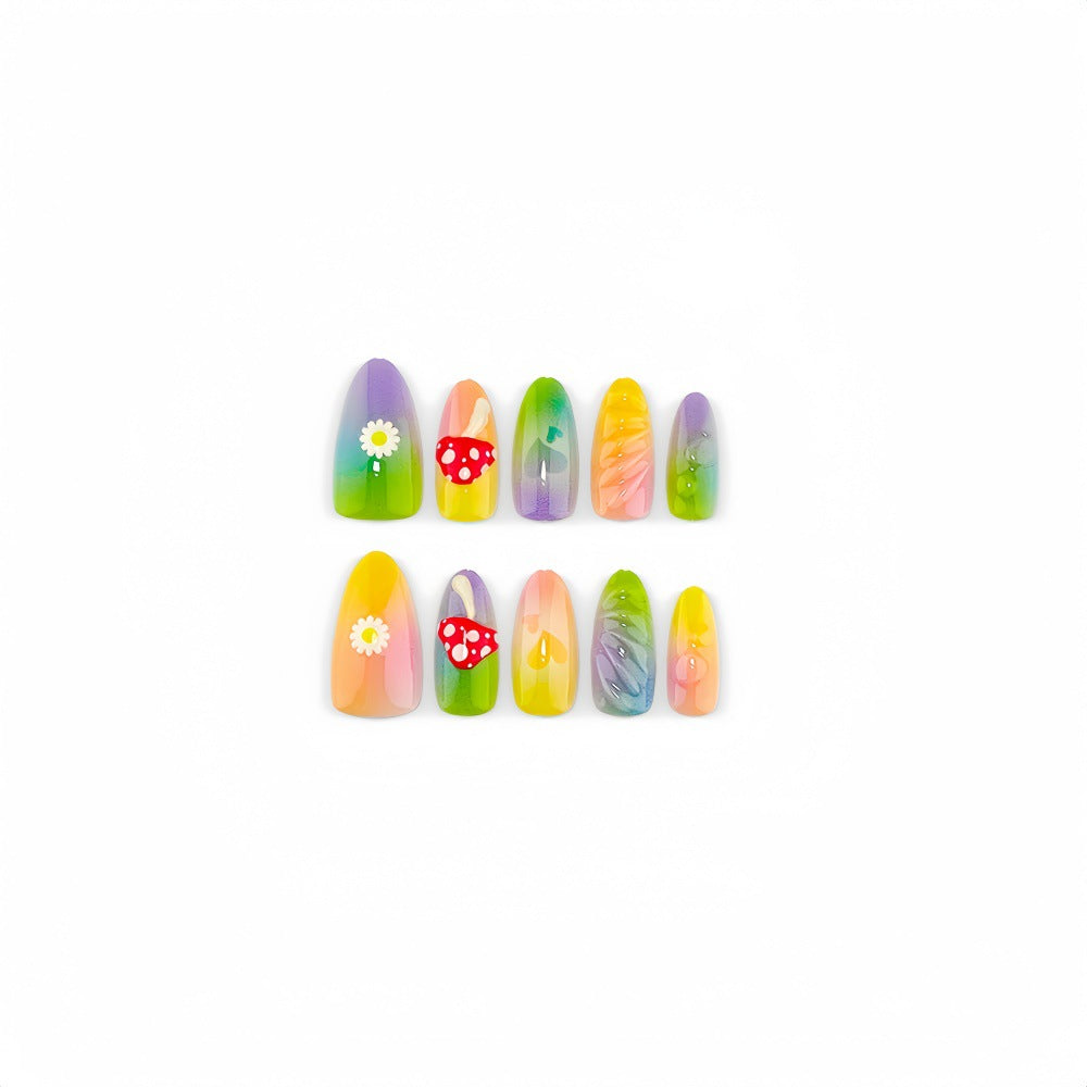 Creative Art Nails In Playful Leaf and Mushroom Design Stornfield