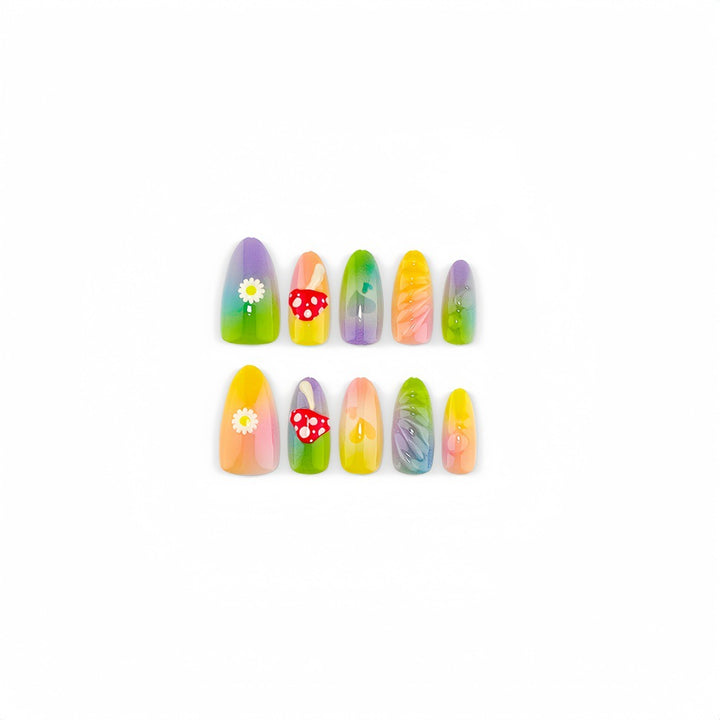 Creative Art Nails In Playful Leaf and Mushroom Design Stornfield