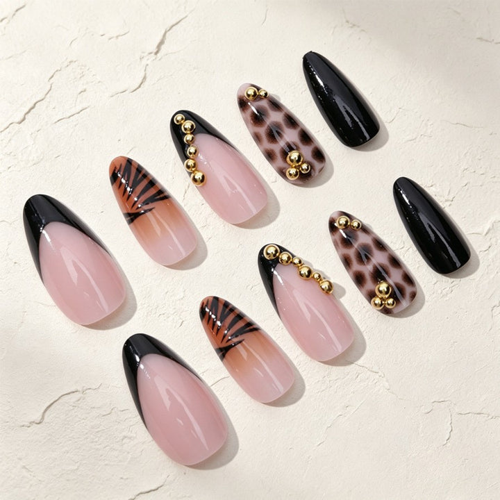 Art nail set with elegant animal and glitter patterns Stornfield