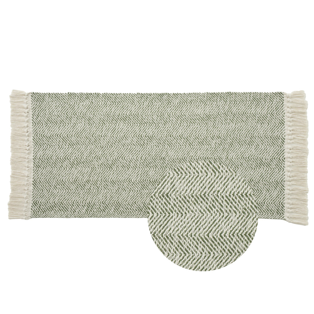 Braided runner rug with herringbone pattern and fringe edge Stornfield