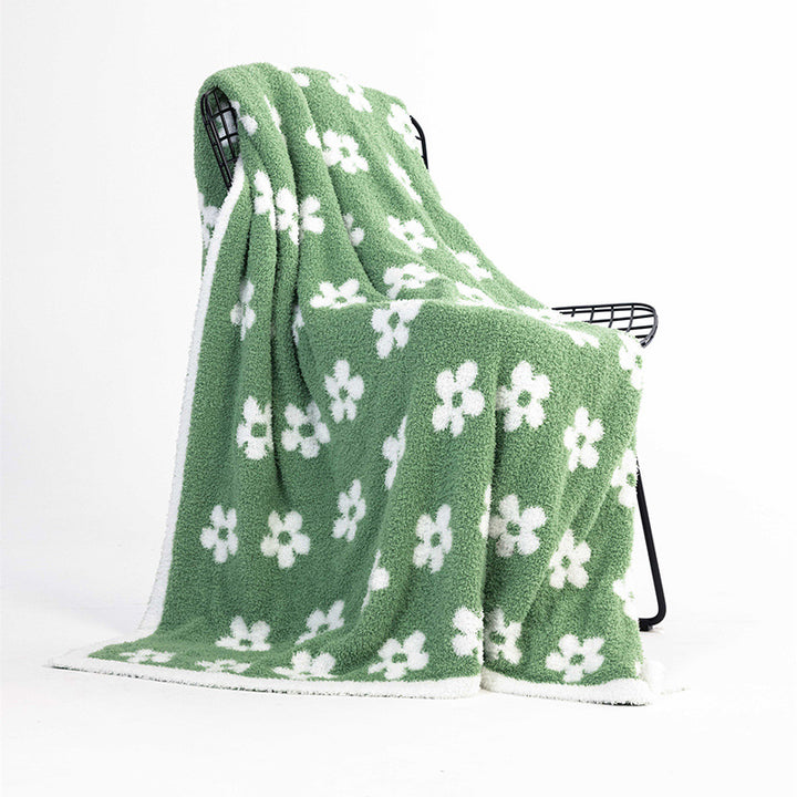 Extra soft fluffy blanket with teddy finish and floral relief