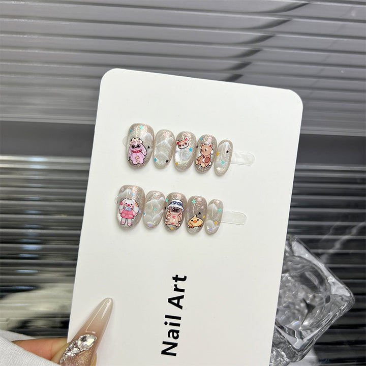 Cute Character-Themed Press-On Nails