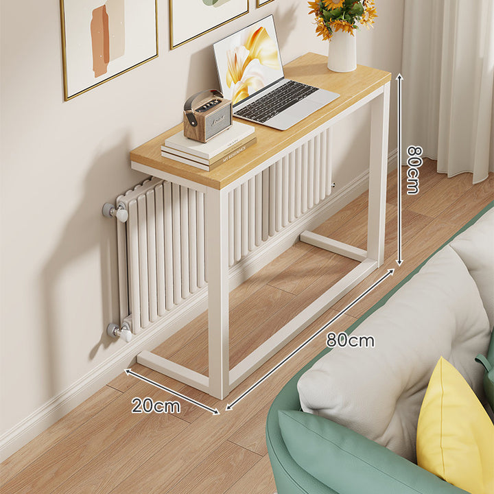 Slim Wooden-Top Metal Console Table for Sofa Back and Hallway
