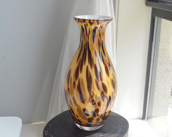 Handblown Speckled Glass Bulb Vase with Narrow Mouth and High-Gloss Finish Stornfield