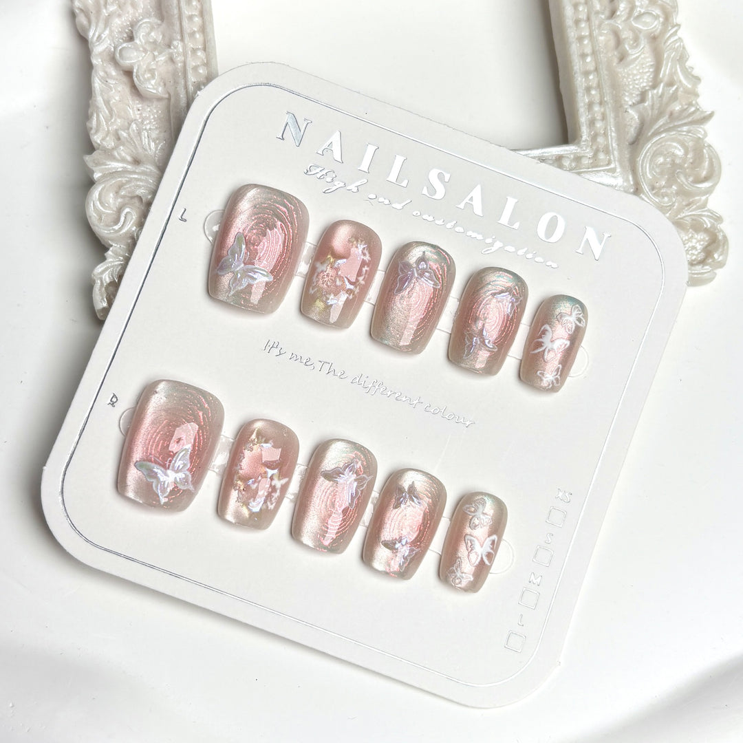 Decorative Butterfly-Embellished Press-On Nail Art Set