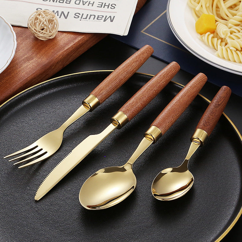 Elegant dessert spoon with ergonomic wooden handle Stornfield