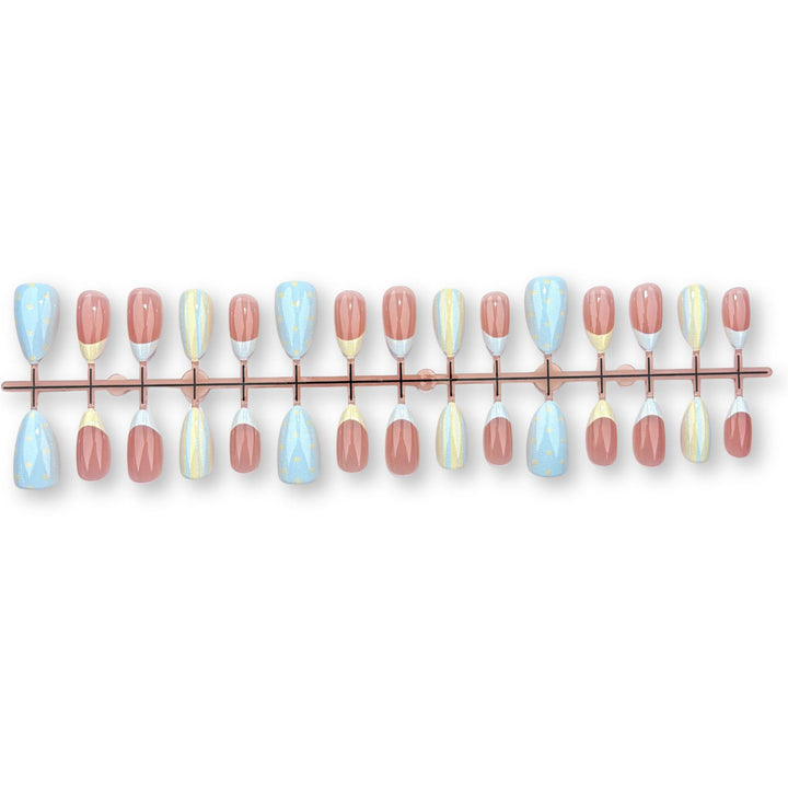 Decorative Press-On Nail Set with Abstract Patterns