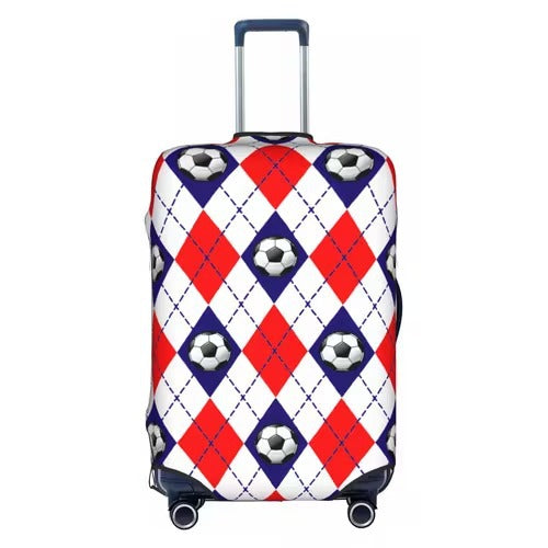 Unisex nan elastic luggage cover with football argyle pattern, tear-resistant stretch cover for trolley with handle and wheel openings Stornfield
