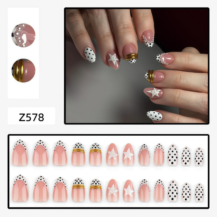 Stylish Star and Dot Design Artificial Nails Stornfield