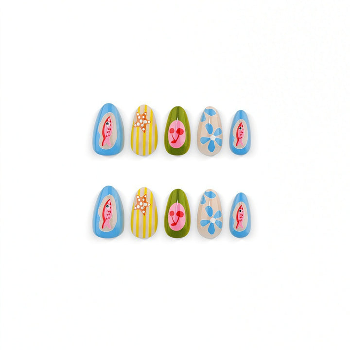 Creative Nail Art Set with Playful Designs Stornfield