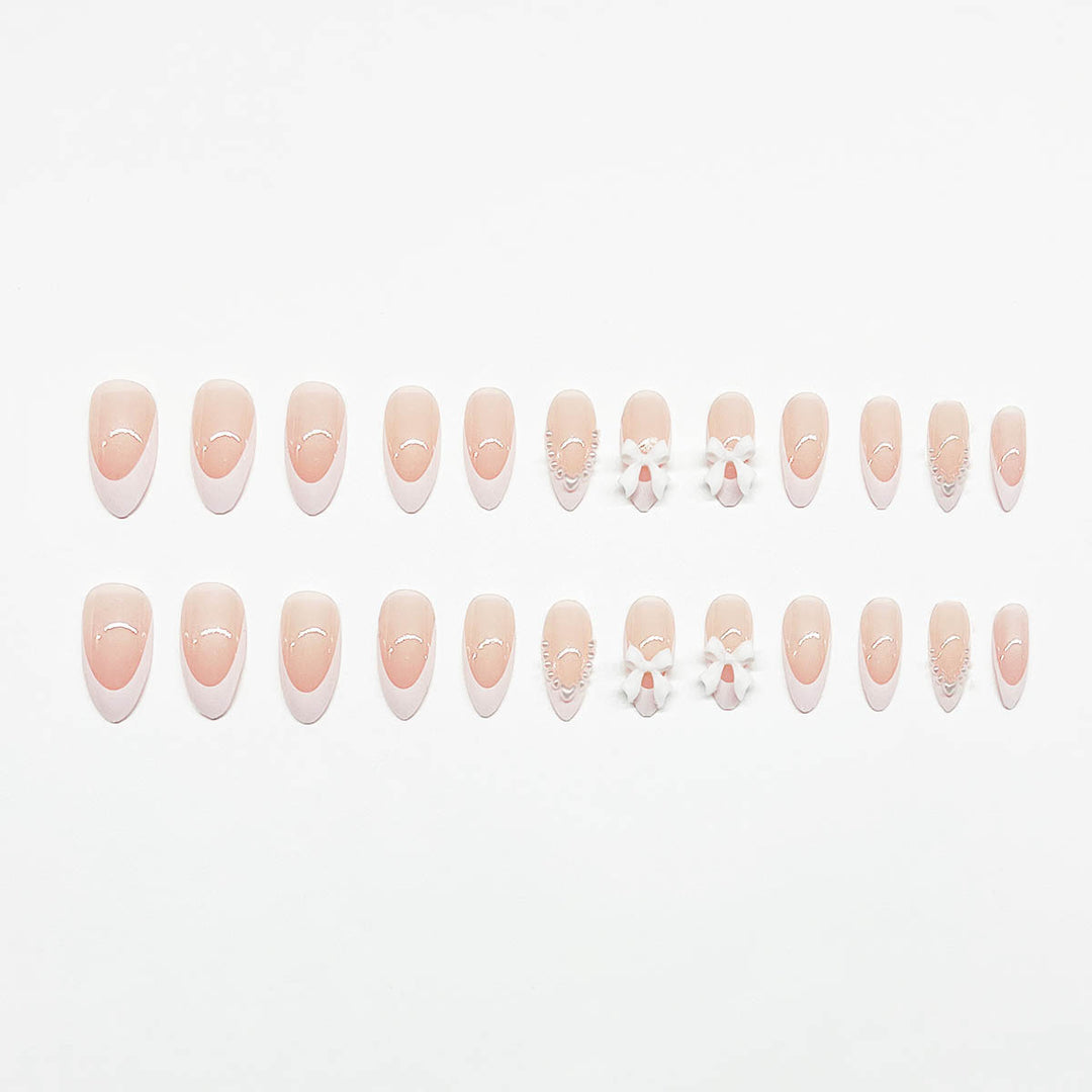 Elegant 3D Bow-Embellished Nail Art Extensions Stornfield