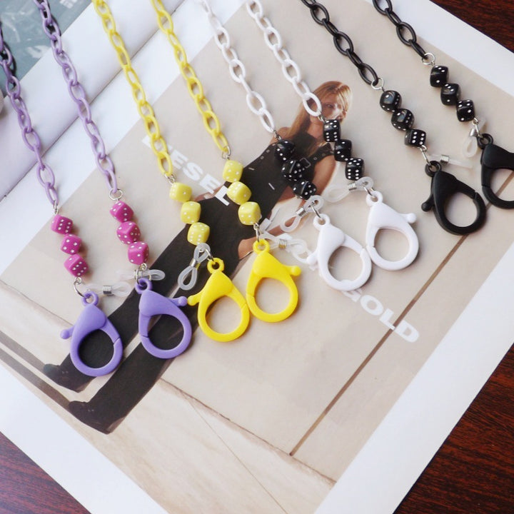 Fashionable glasses holder chain made of plastic with colorful beads Stornfield