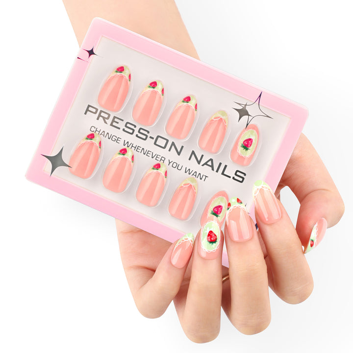 Artificial Press-On Nails with Floral Design Stornfield
