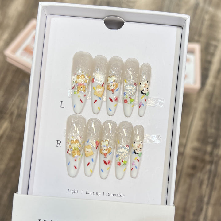Decorative Press-On Nail Art Set with Glitter Accents Stornfield