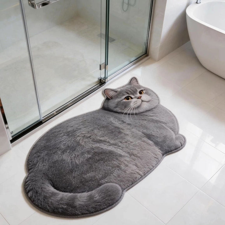 Plush Cat-Shaped Bath Rug