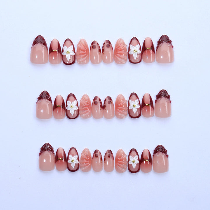 Elegant artificial nails with floral decor Stornfield
