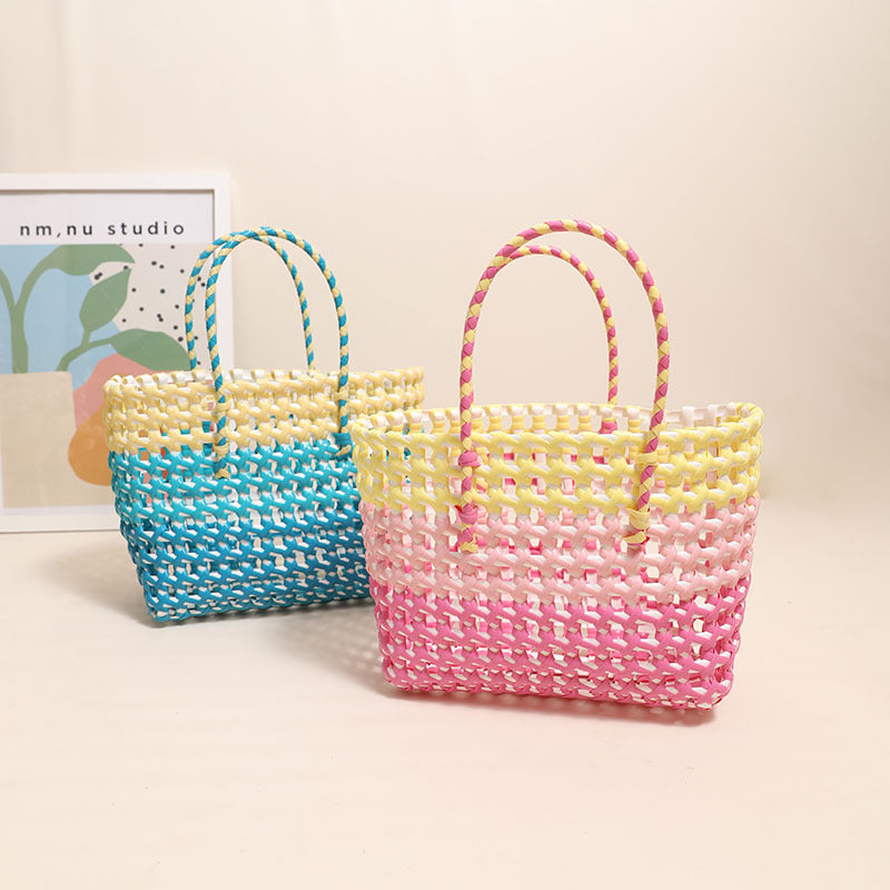 Handcrafted straw bag with colorful gradient Stornfield