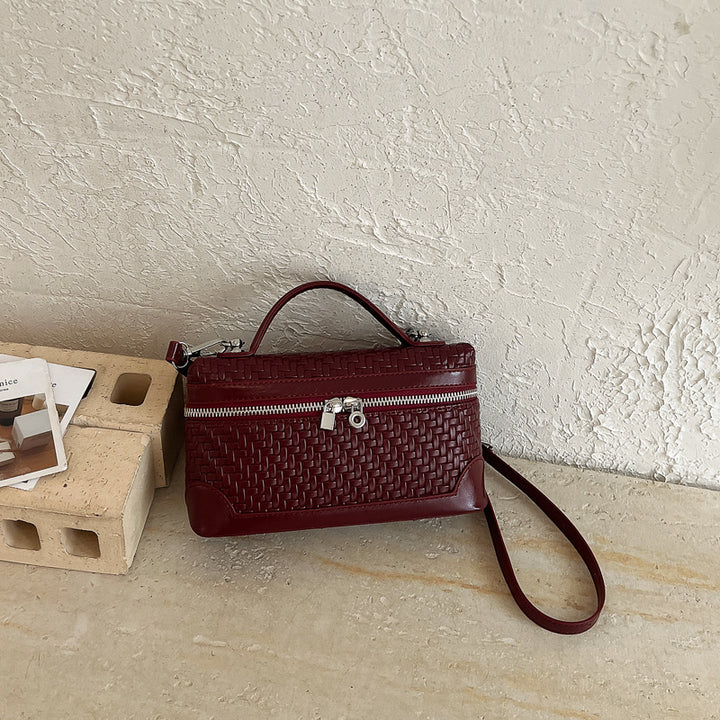 Woven Leather Cosmetic Handbag