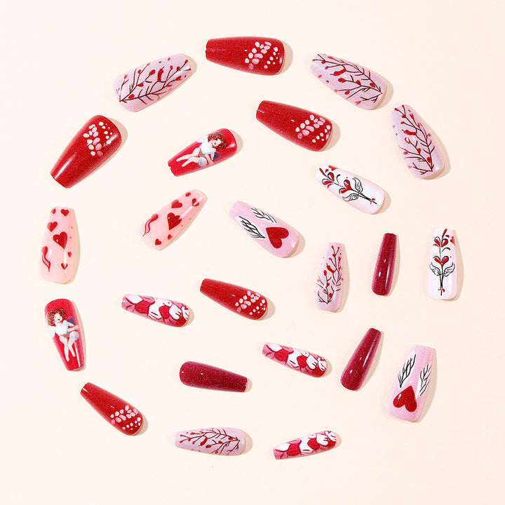 Romantic Heart-Themed Acrylic Nail Art Set Stornfield