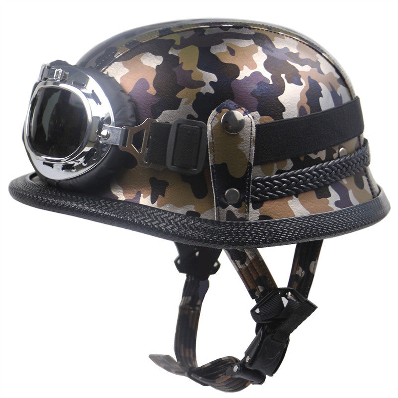 Vintage-Style Motorcycle Helmet with Goggles Stornfield
