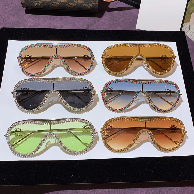 Women's Glamorous Oversized Sunglasses with Rhinestone Accents Stornfield