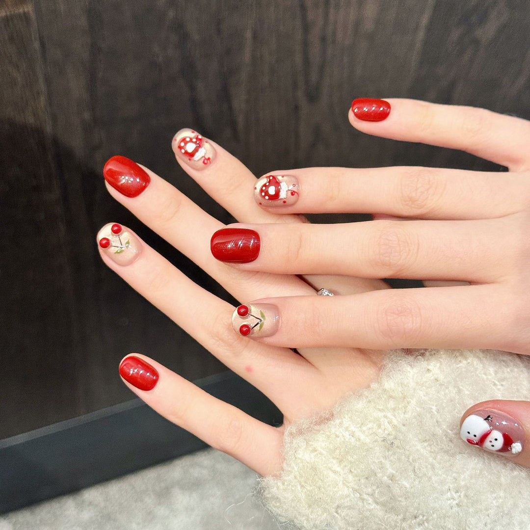 Whimsical Holiday-Themed Press-On Nail Art Set