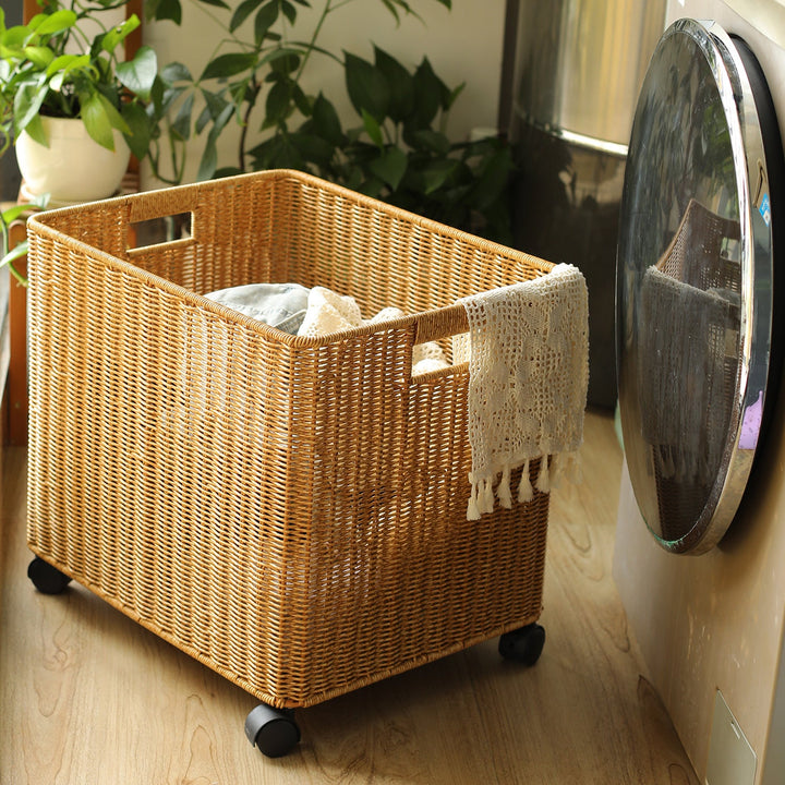 Rolling Woven Storage Basket Stornfield