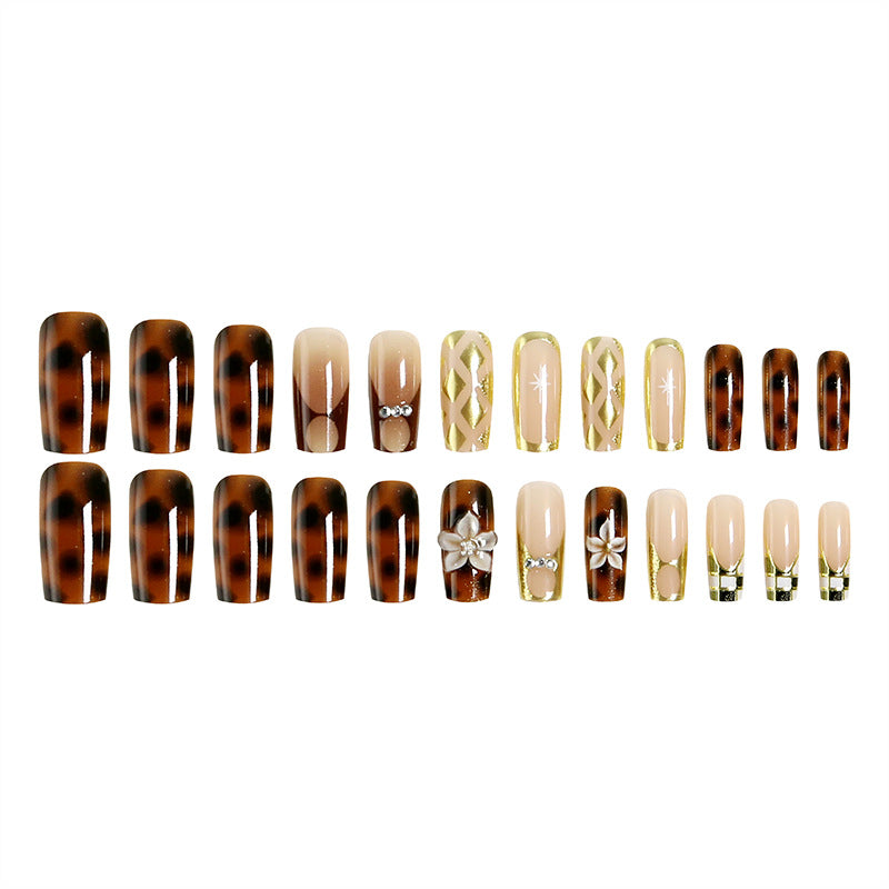 Elegant artificial nails with floral and glittering details Stornfield