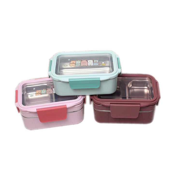 Cartoon-Themed Double-Layered Lunch Box