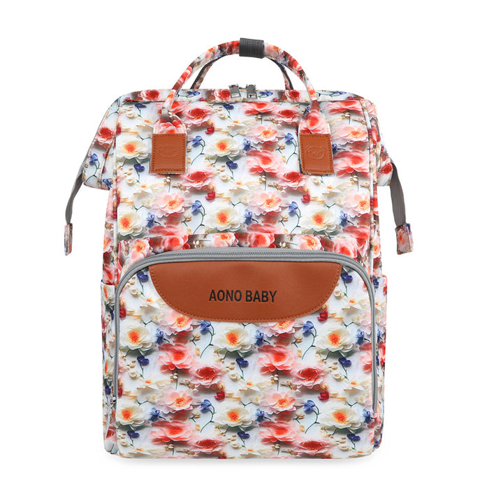Creative Floral Print Multi-Pocket Diaper Backpack Stornfield