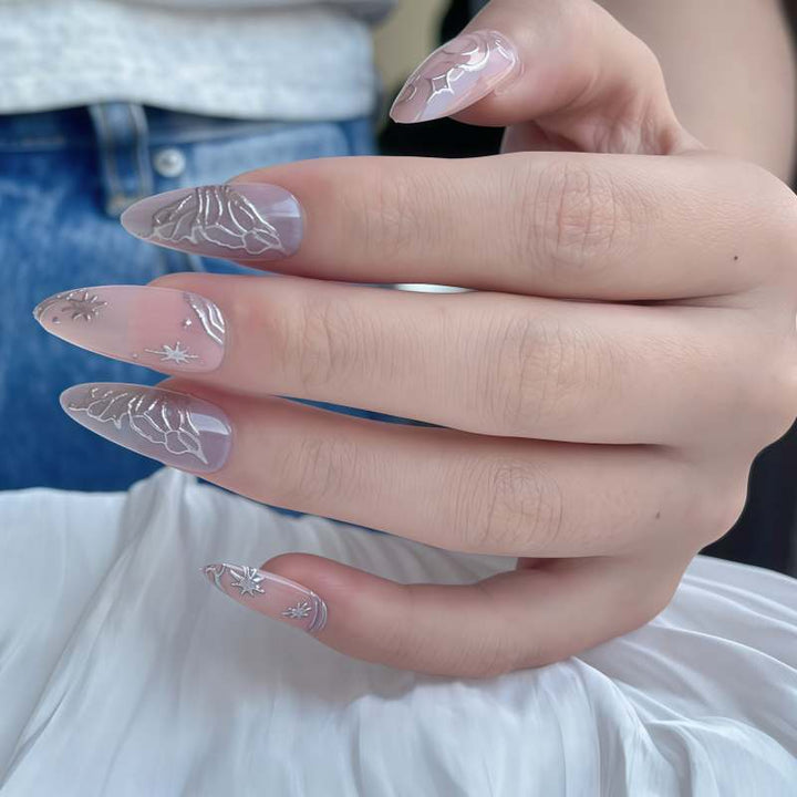 Decorative Galaxy-Inspired Press-On Nail Art Stornfield