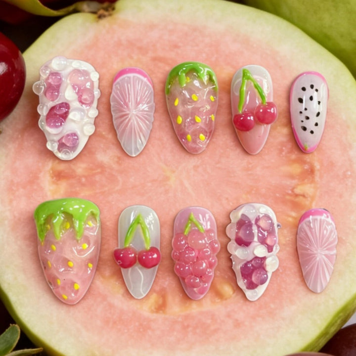 Nature-Themed Artistic Press-On Nail Set Stornfield