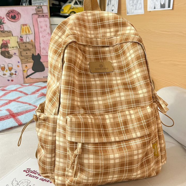 Stylish Plaid Patterned Backpack Stornfield