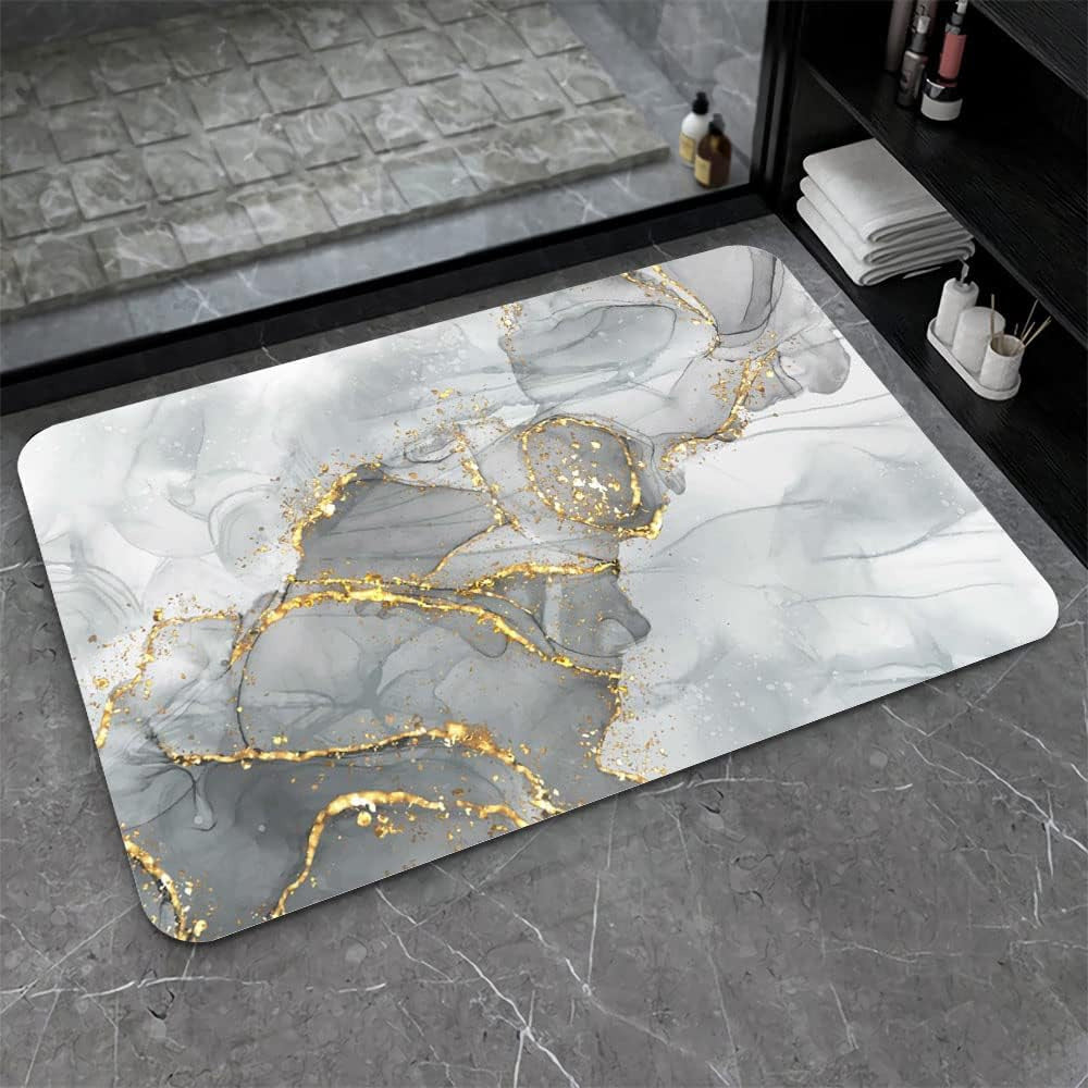 Artistic Abstract Marble Design Bath Mat