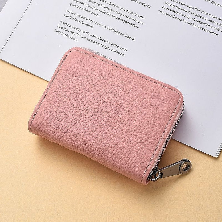 Compact Zippered Leather Wallet