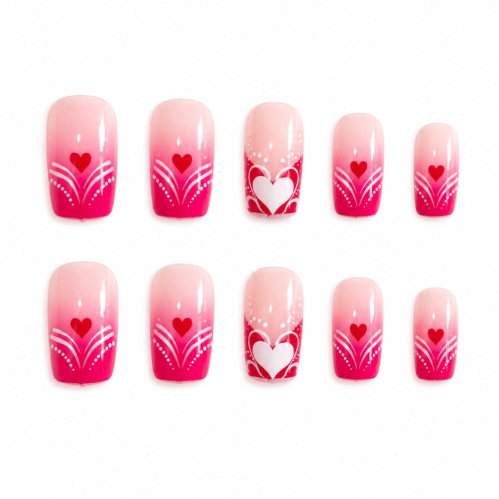 Artificial nails with romantic heart and flower pattern Stornfield