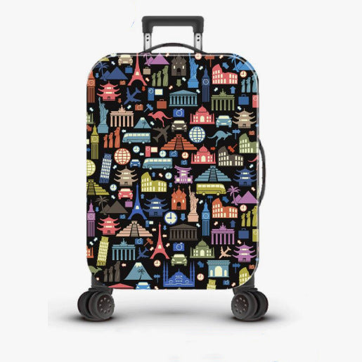 Unisex nan robust Hartschalen Trolley with nostalgic railway collage print, fully rotating smooth-running wheels and retractable telescopic handle Stornfield