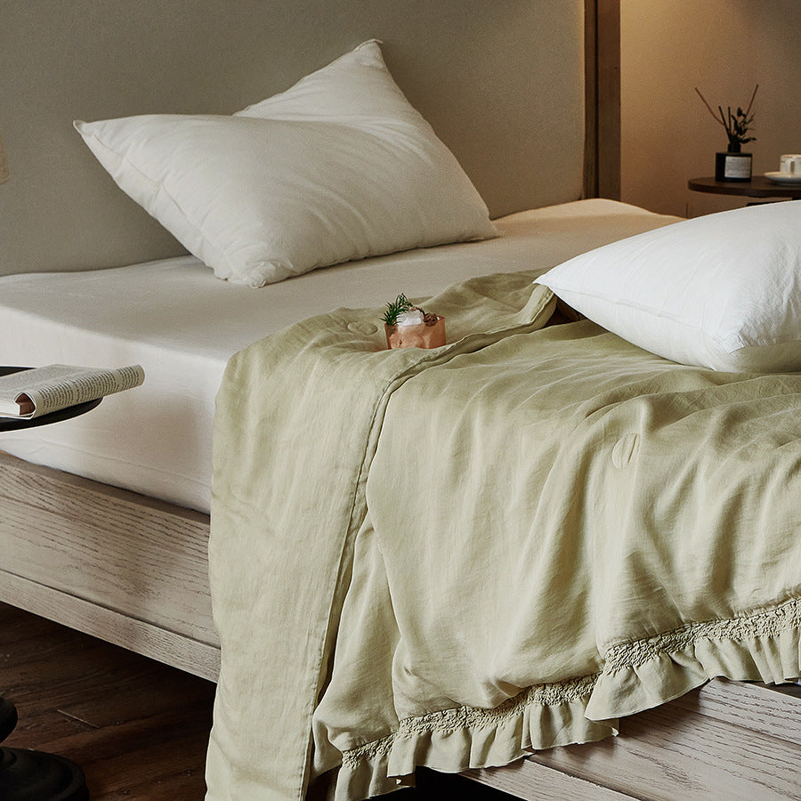 Decorative bed skirt with gathered ruffle and soft cotton blend